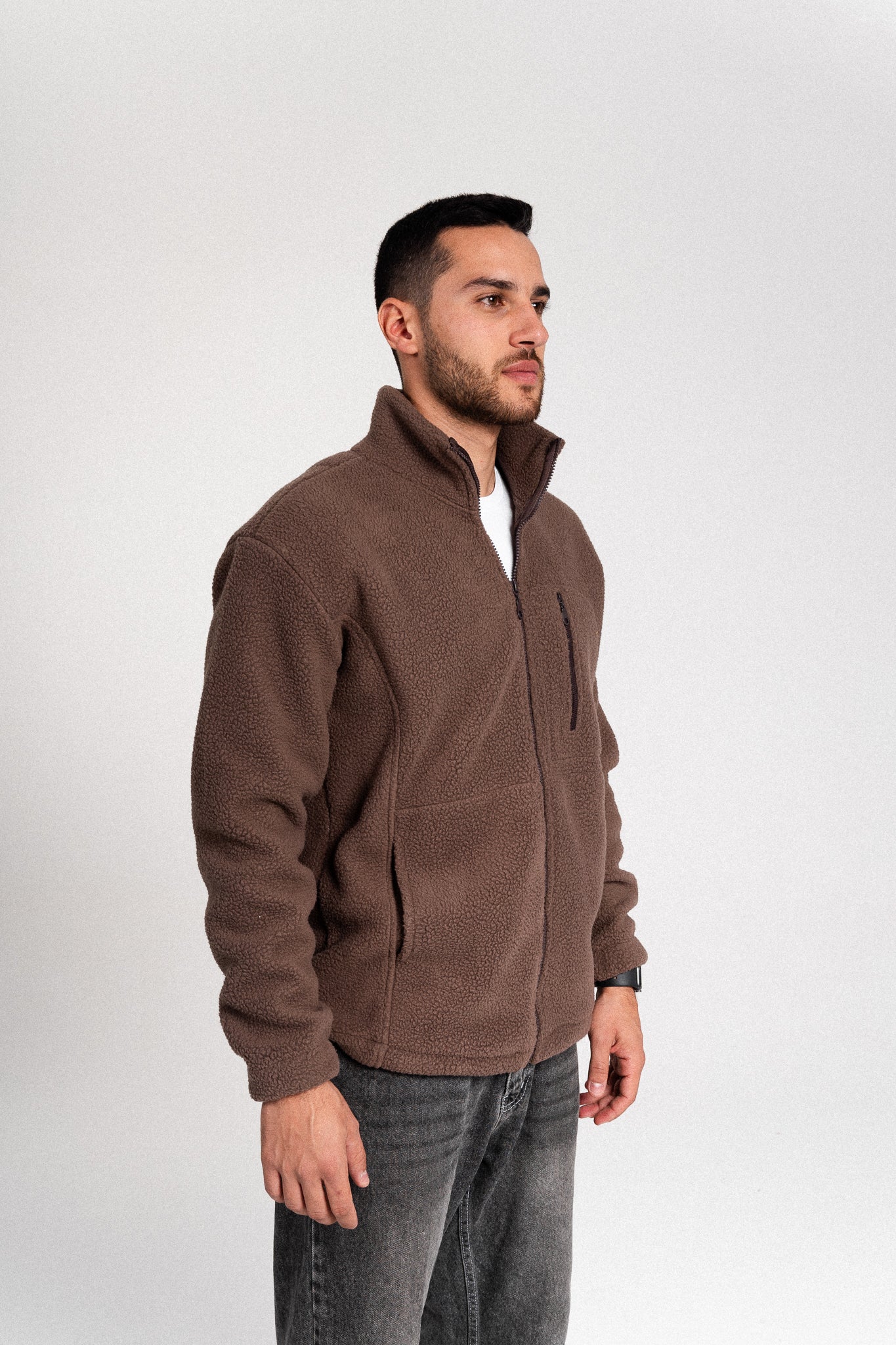 Act - Polar Fleece Jacket-Brown