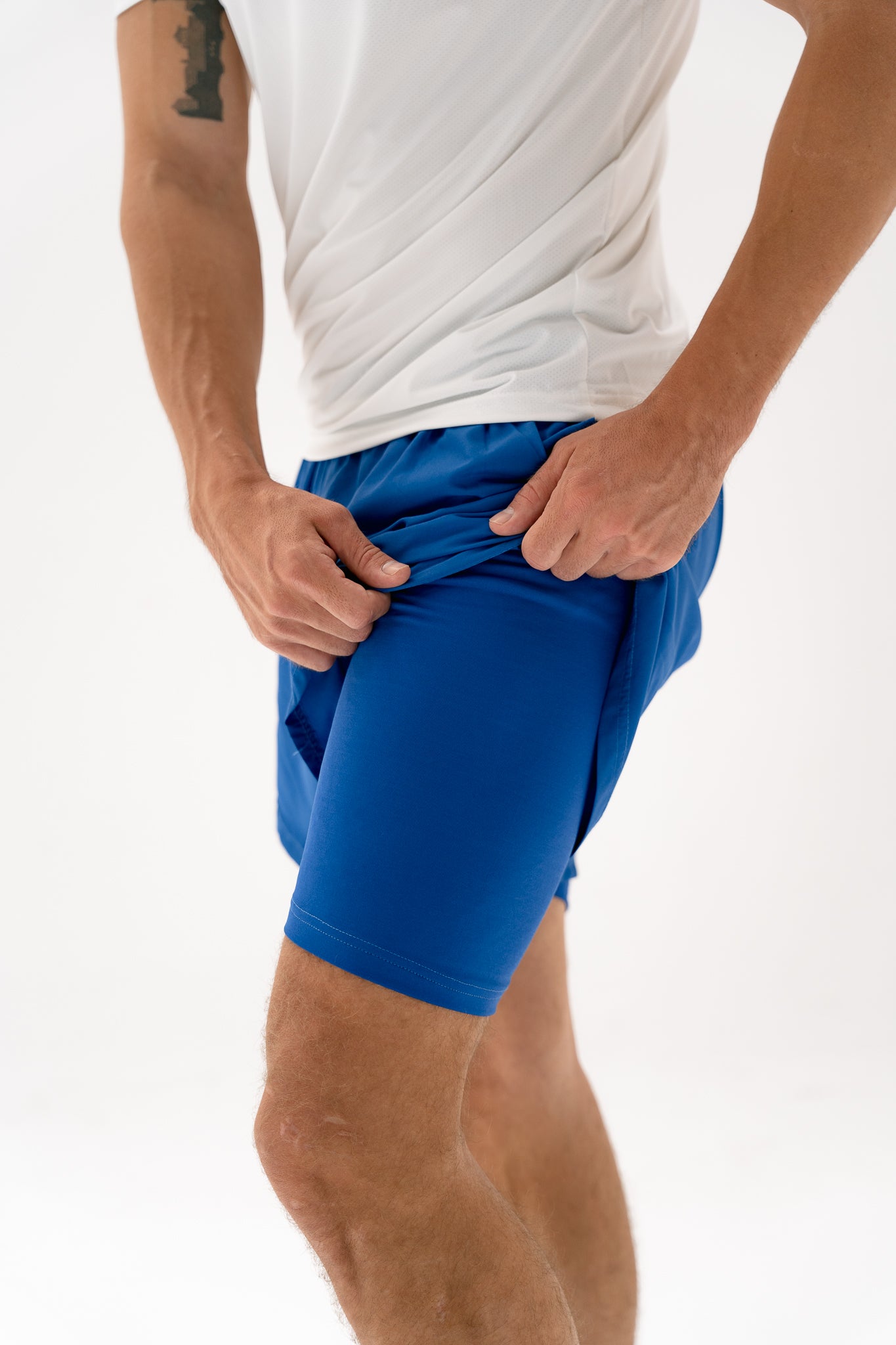 Act-Fit Training Shorts with Underneath Compression Shorts - Royal Blue