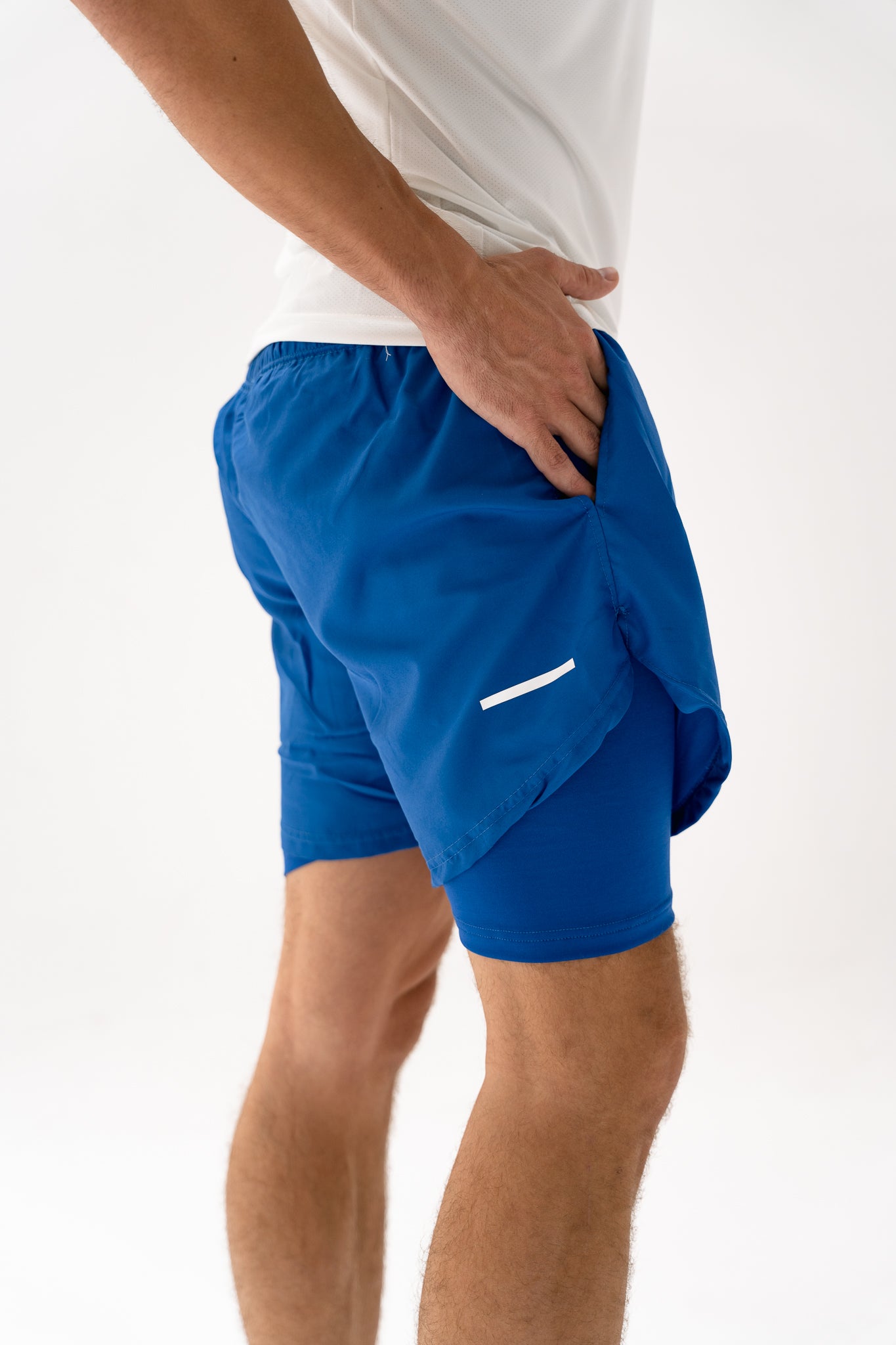 Act-Fit Training Shorts with Underneath Compression Shorts - Royal Blue