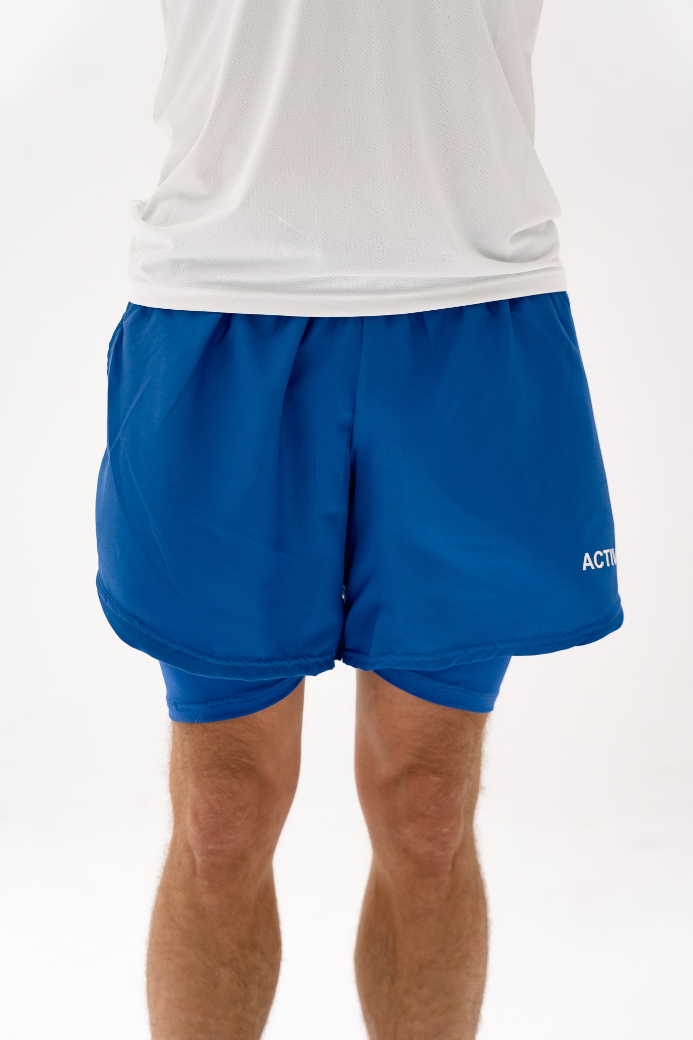 Act-Fit Training Shorts with Underneath Compression Shorts - Royal Blue