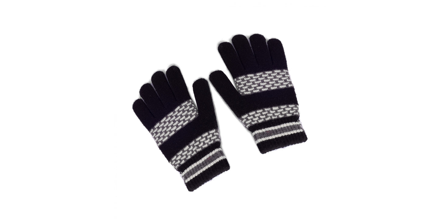 The Winter Warmer Full Gloves - Woolen Knit Black x White