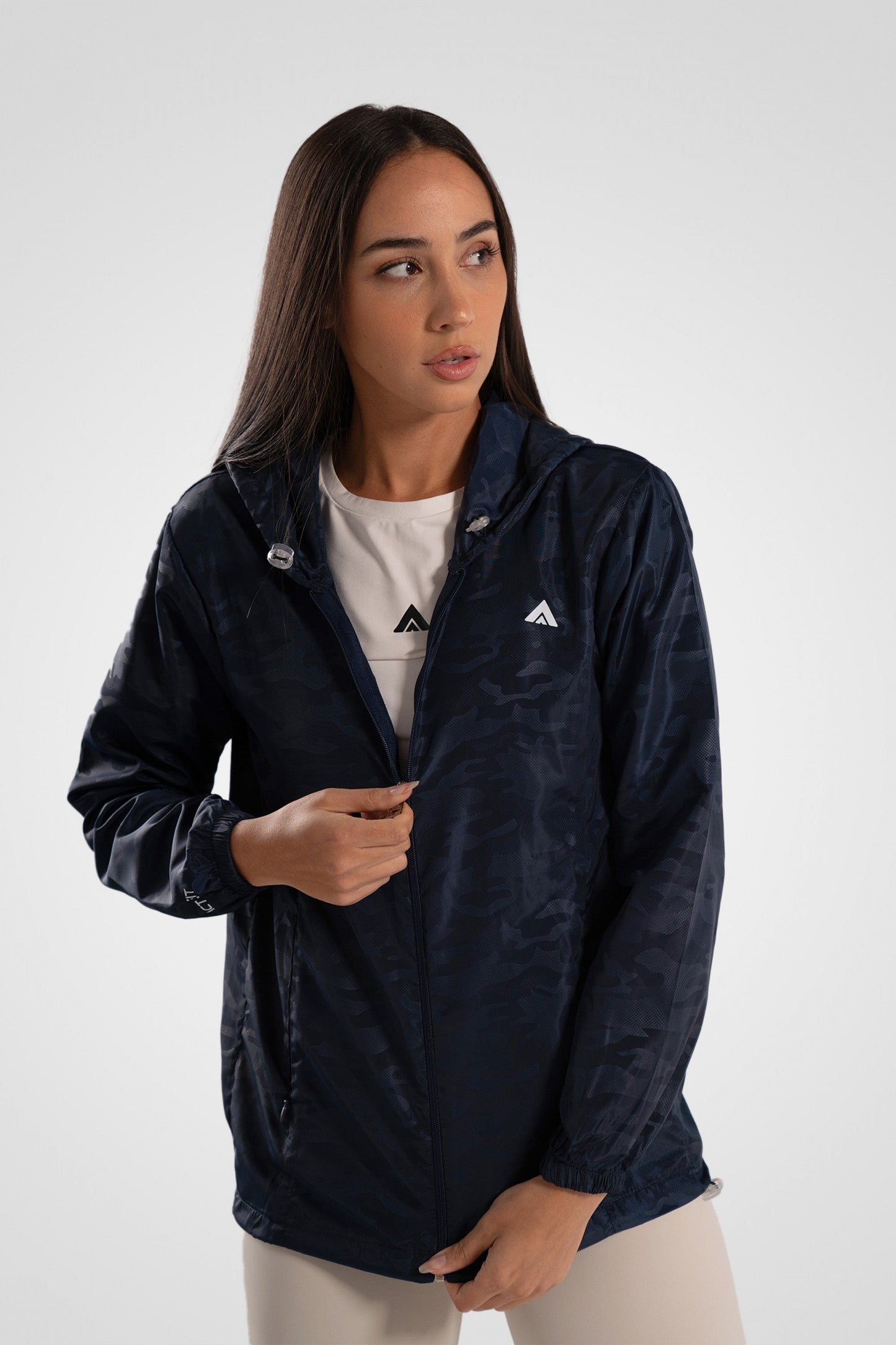 Waterproof Running Jacket Full Zip - Navy Blue
