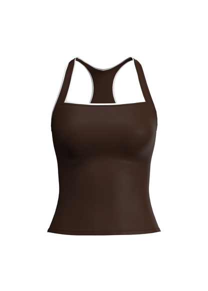 The Sculpt Edit - Binding Detail Tank Top - Espresso Brown