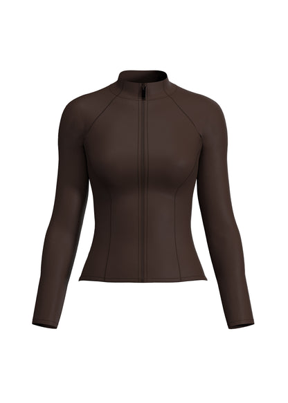 The Sculpt Edit - Long Sleeve Zip Up Jacket - Brown