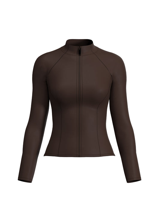 The Sculpt Edit - Long Sleeve Zip Up Jacket - Brown